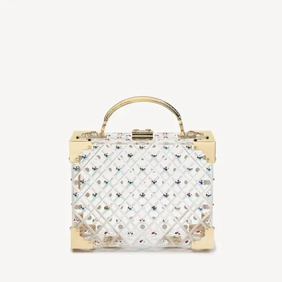 The Trunk Gold Crystals and Diamond Cut Transparent Acrylic Women Aspinal Of London Bridal