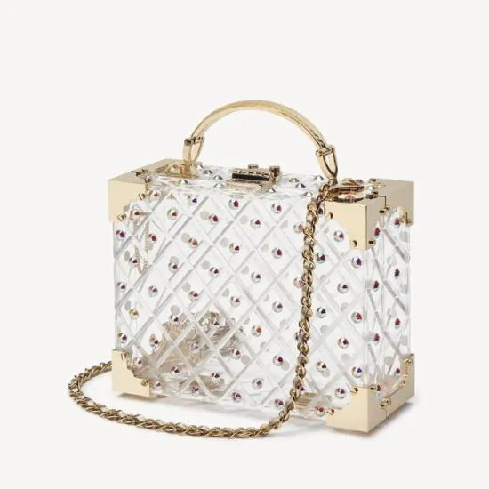 The Trunk Gold Crystals and Diamond Cut Transparent Acrylic Women Aspinal Of London Bridal