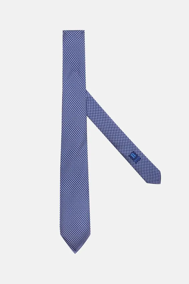Ties Men Boggi Milano Micro Pattern Silk Tie Blue