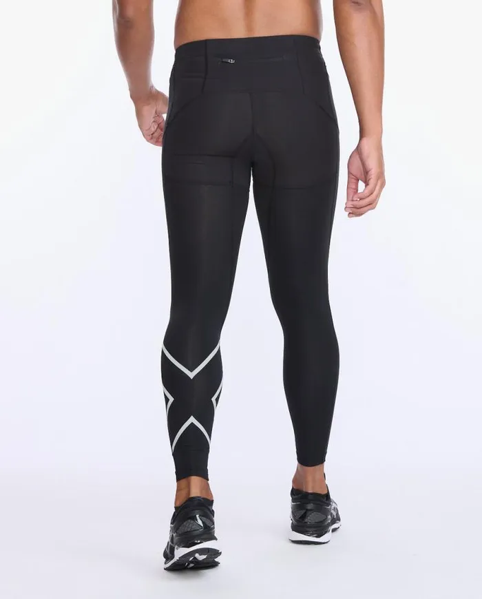 Tights Mens 2XU Aero Vent Compression Tights Blacksilver Reflective