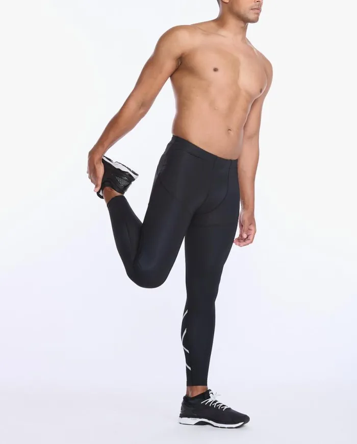 Tights Mens 2XU Aero Vent Compression Tights Blacksilver Reflective