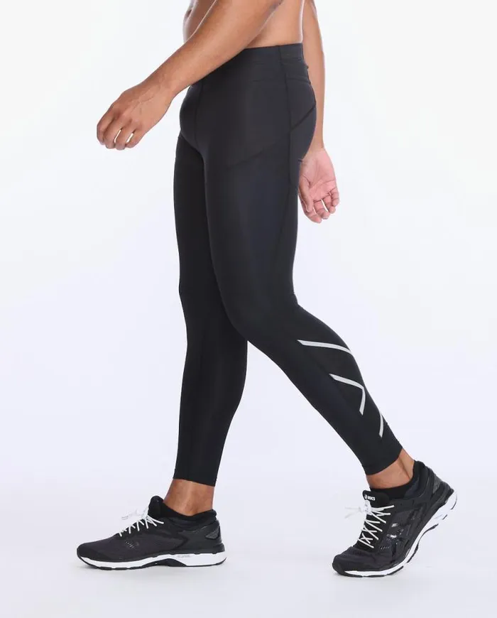 Tights Mens 2XU Aero Vent Compression Tights Blacksilver Reflective