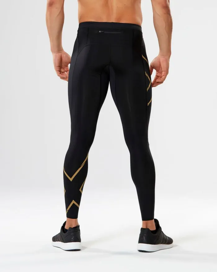 Tights Mens 2XU MCS Run Compression Tights Blackgold Reflective