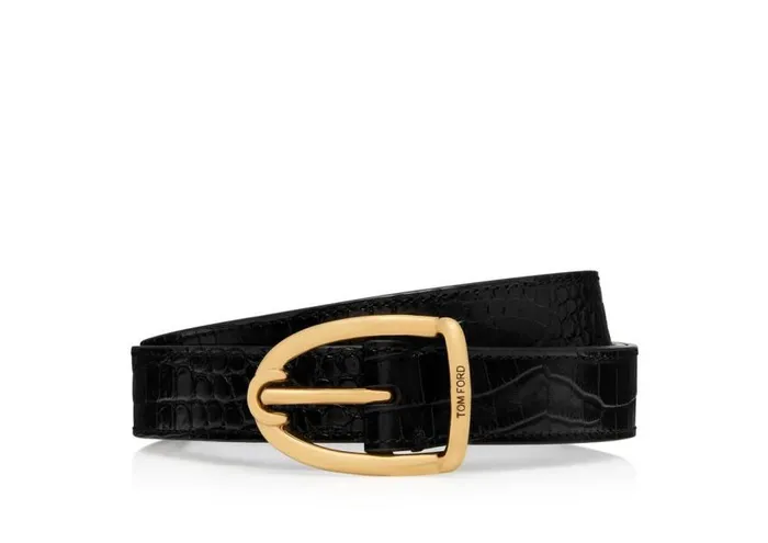 TOM FORD Belts Men PRINTED ALLIGATOR ANGLED BUCKLE BELT