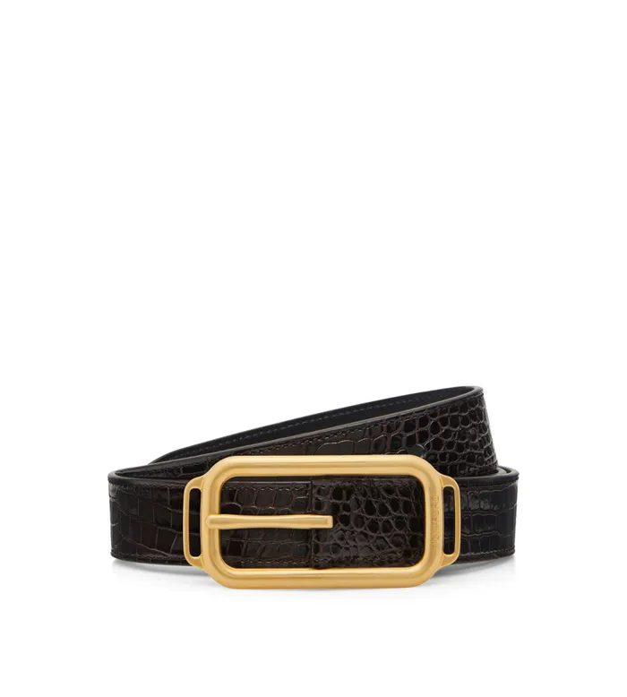 TOM FORD Belts Men PRINTED CROC STADIUM BUCKLE BELT