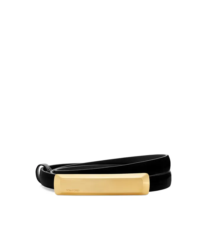 TOM FORD Belts Women PATENT LEATHER 15 MM BAR BELT Black