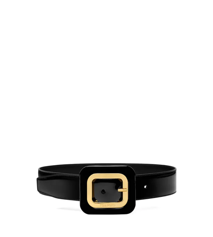 TOM FORD Belts Women PATENT LEATHER 40 MM FRAME BELT Black