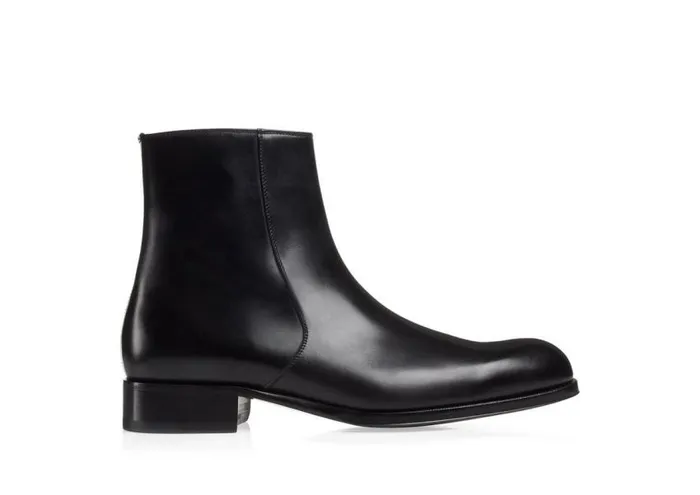 TOM FORD Boots Men BURNISHED LEATHER EDGAR ZIP BOOT Black
