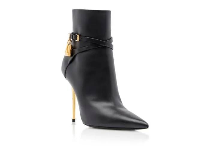 TOM FORD Boots Women LEATHER PADLOCK ANKLE BOOT Black