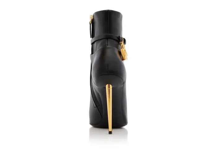 TOM FORD Boots Women LEATHER PADLOCK ANKLE BOOT Black