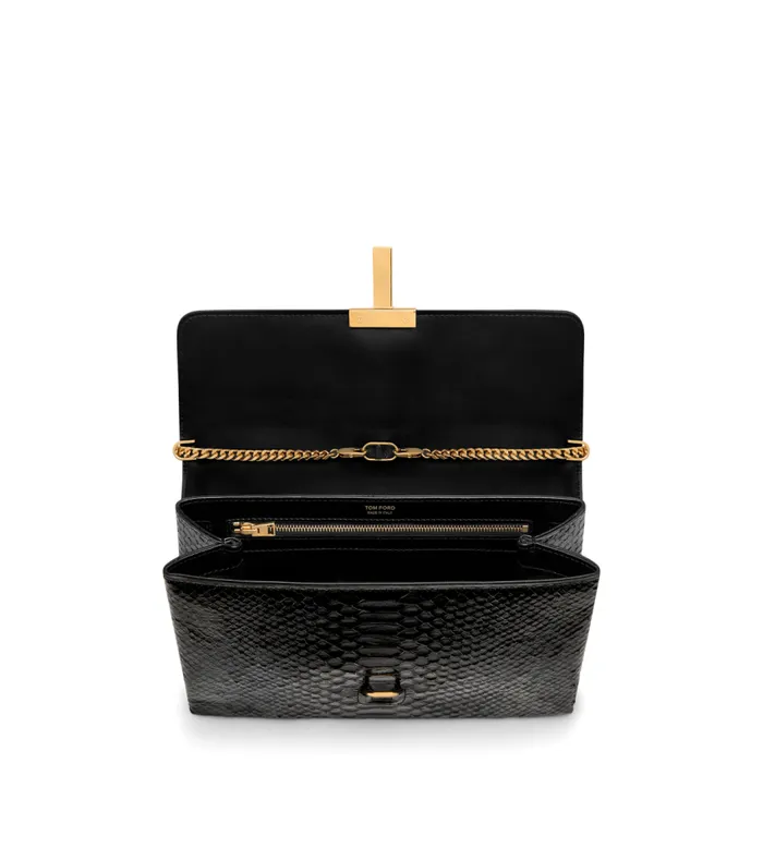 TOM FORD Clutches Women STAMPED PYTHON LEATHER MONARCH MEDIUM SHOULDER BAG Black TOM FORD Clutches Women STAMPED PYTHON LEATHER MONARCH MEDIUM SHOULDER BAG Black
