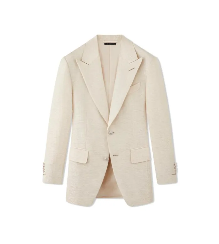 TOM FORD Jackets Men METALLIC SLUB MOIRE ATTICUS JACKET Cream White
