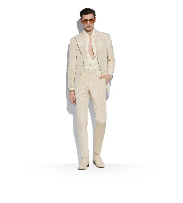TOM FORD Jackets Men METALLIC SLUB MOIRE ATTICUS JACKET Cream White TOM FORD Jackets Men METALLIC SLUB MOIRE ATTICUS JACKET Cream White