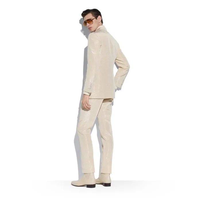TOM FORD Jackets Men METALLIC SLUB MOIRE ATTICUS JACKET Cream White TOM FORD Jackets Men METALLIC SLUB MOIRE ATTICUS JACKET Cream White