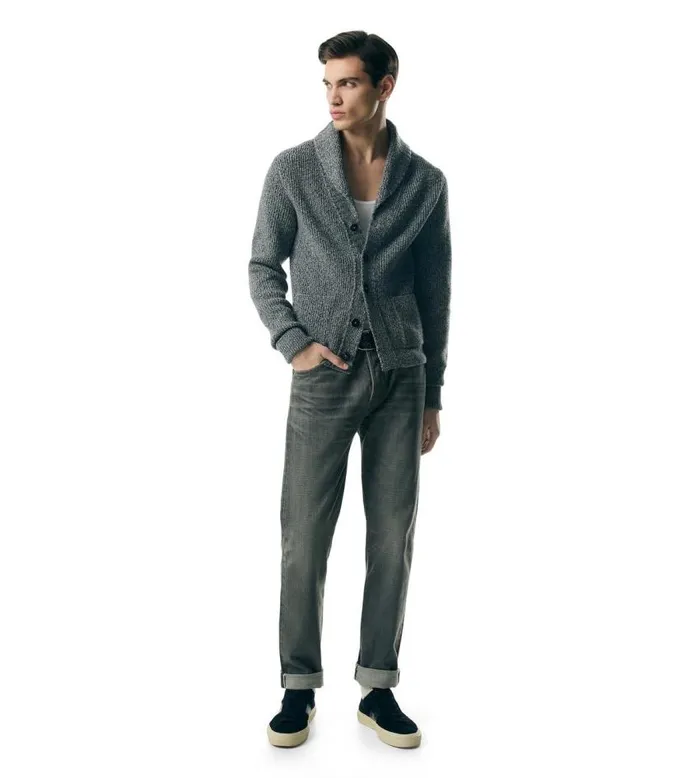 TOM FORD Knitwear Men CASHMERE SHAWL COLLAR CARDIGAN Grey TOM FORD Knitwear Men CASHMERE SHAWL COLLAR CARDIGAN Grey