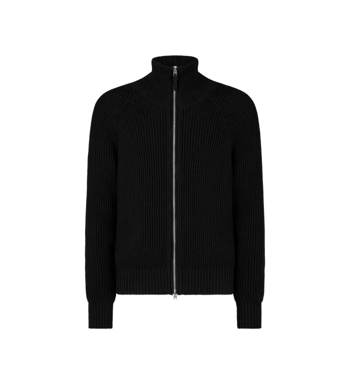 TOM FORD Knitwear Men SILK COTTON ZIP FUNNEL NECK Black