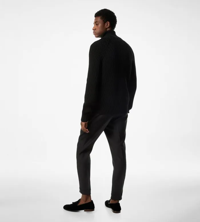 TOM FORD Knitwear Men SILK COTTON ZIP FUNNEL NECK Black TOM FORD Knitwear Men SILK COTTON ZIP FUNNEL NECK Black