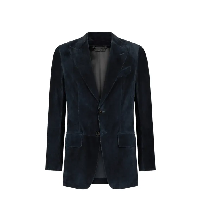 TOM FORD Outerwear Men CASHMERE SUEDE SARTORIAL BLAZER Navy