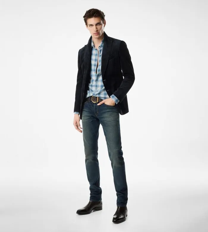 TOM FORD Outerwear Men CASHMERE SUEDE SARTORIAL BLAZER Navy TOM FORD Outerwear Men CASHMERE SUEDE SARTORIAL BLAZER Navy