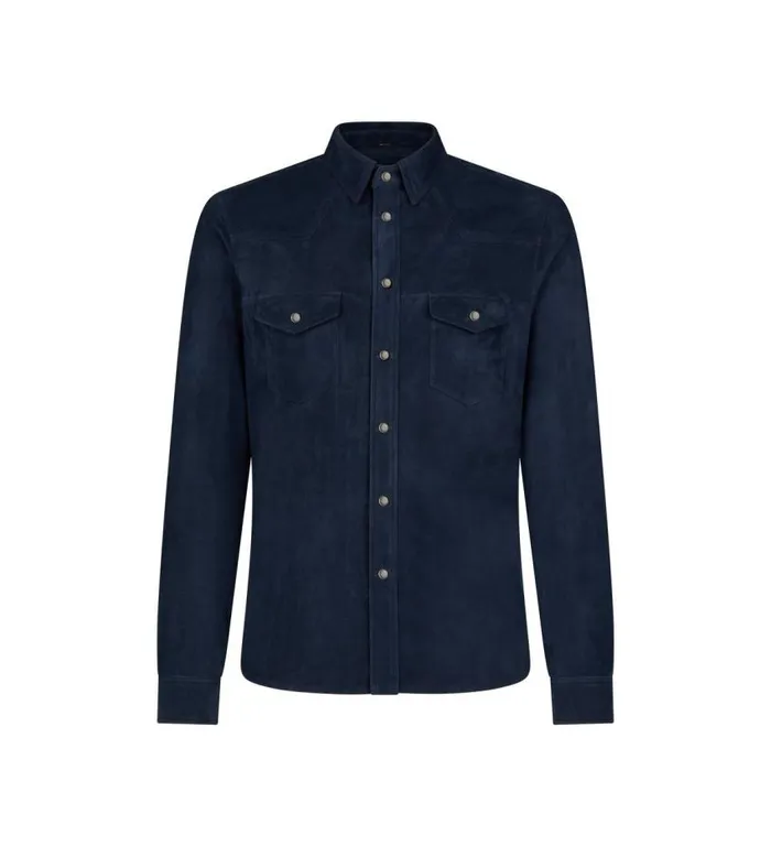 TOM FORD Outerwear Men LIGHT SUEDE WESTERN SHIRT Ink Blue