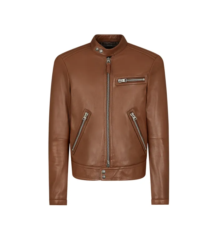 TOM FORD Outerwear Men SHINY NAPPA PLONGE CAFE RACER Light Cognac