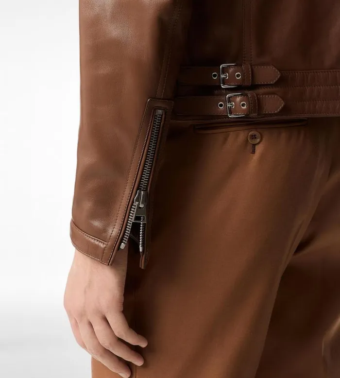 TOM FORD Outerwear Men SHINY NAPPA PLONGE CAFE RACER Light Cognac