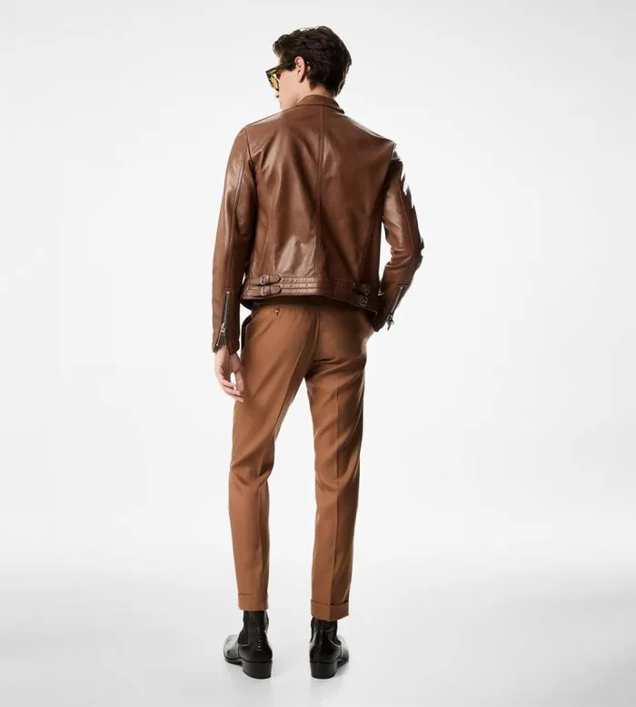 TOM FORD Outerwear Men SHINY NAPPA PLONGE CAFE RACER Light Cognac