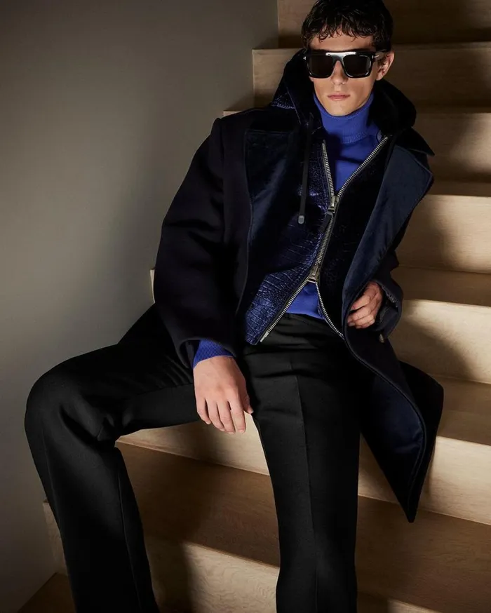 TOM FORD Outerwear Men WOOL FELT OFFICER PEACOAT Dark Blue TOM FORD Outerwear Men WOOL FELT OFFICER PEACOAT Dark Blue