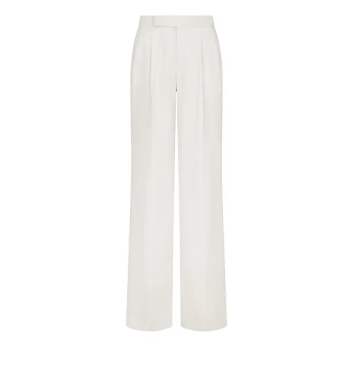 TOM FORD Pants and Shorts Women DOUBLE SILK GEORGETTE WIDE LEG TAILORED PANTS Chalk TOM FORD Pants and Shorts Women DOUBLE SILK GEORGETTE WIDE LEG TAILORED PANTS Chalk