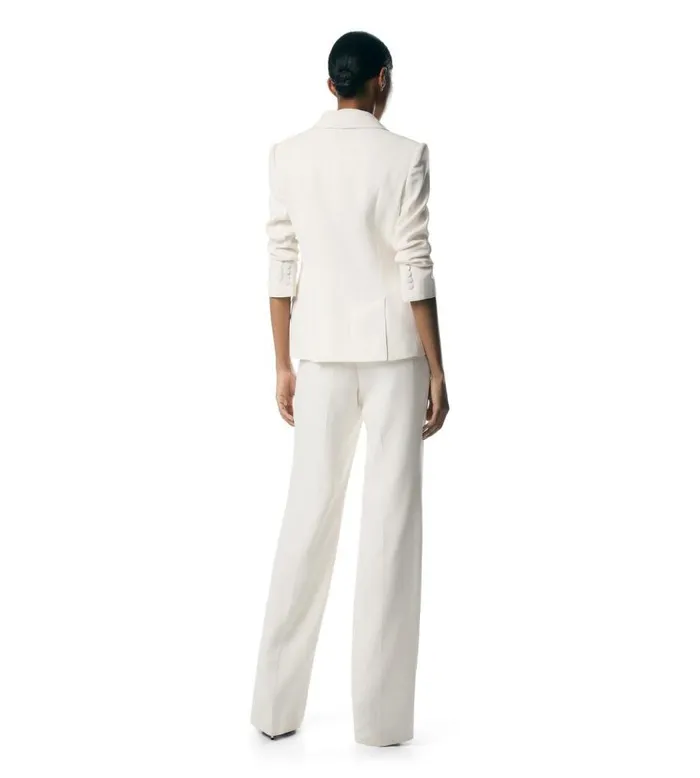 TOM FORD Pants and Shorts Women DOUBLE SILK GEORGETTE WIDE LEG TAILORED PANTS Chalk TOM FORD Pants and Shorts Women DOUBLE SILK GEORGETTE WIDE LEG TAILORED PANTS Chalk