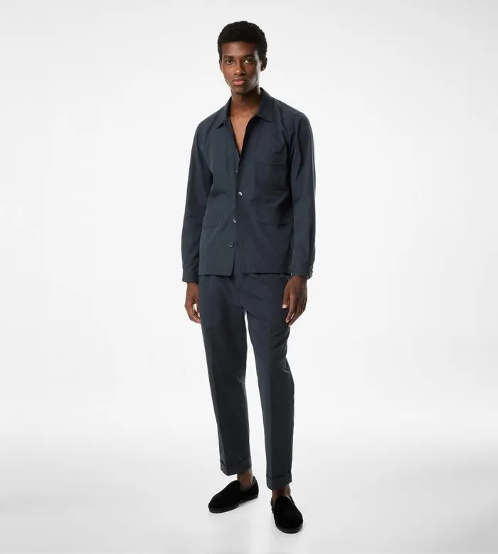 TOM FORD Shirts Men BRUSHED COTTON SILK PAJAMA SHIRT Ink Blue TOM FORD Shirts Men BRUSHED COTTON SILK PAJAMA SHIRT Ink Blue