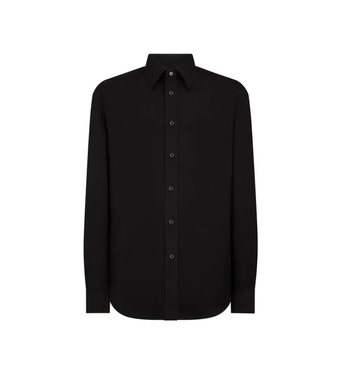 TOM FORD Shirts Men ENZYMED SILK POPLIN SLIM FIT SHIRT Black