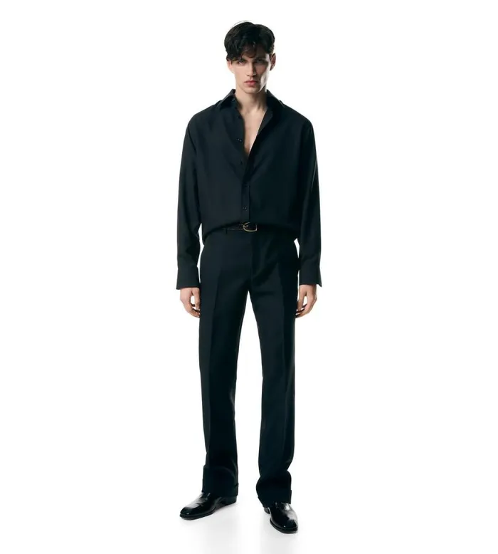 TOM FORD Shirts Men ENZYMED SILK POPLIN SLIM FIT SHIRT Black