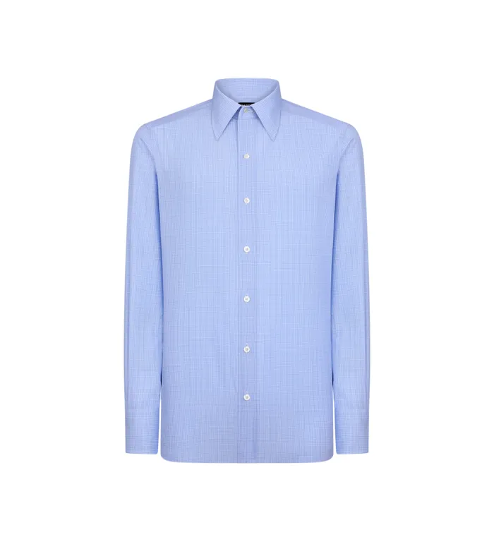 TOM FORD Shirts Men TWILL CHECK SLIM FIT SHIRT 70039s Blue