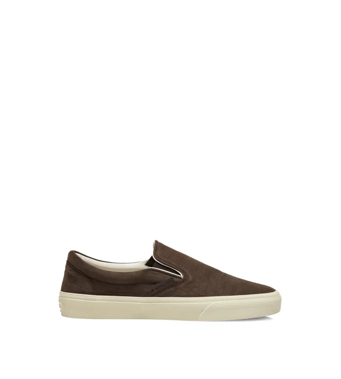 TOM FORD Sneakers Men STAMPED CROC NUBUCK JUDE SLIP ON SNEAKER Fango Cream