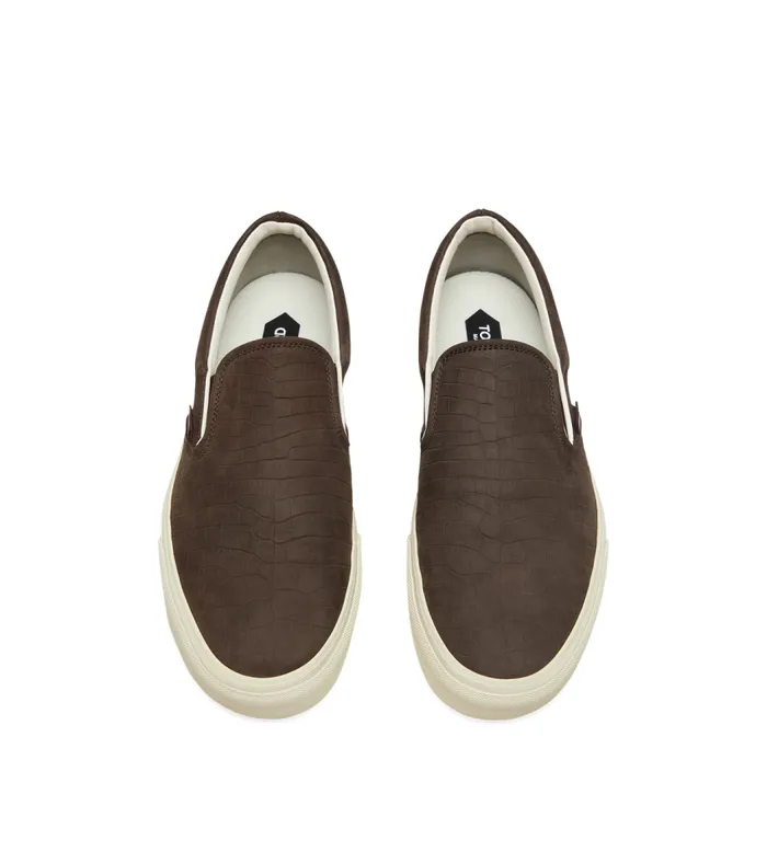 TOM FORD Sneakers Men STAMPED CROC NUBUCK JUDE SLIP ON SNEAKER Fango Cream TOM FORD Sneakers Men STAMPED CROC NUBUCK JUDE SLIP ON SNEAKER Fango Cream