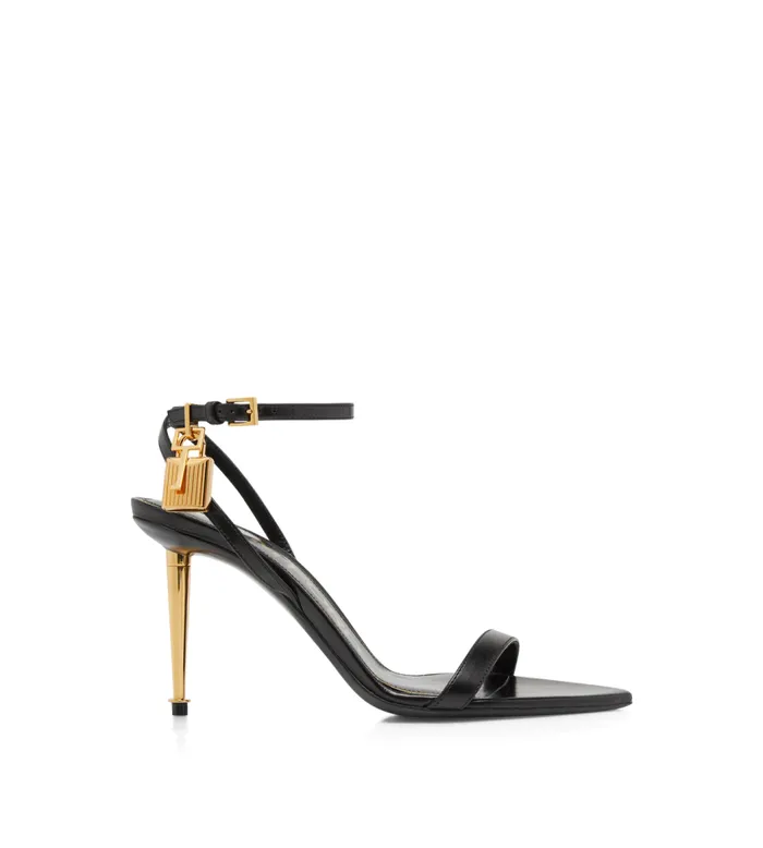 TOM FORD The Padlock Women SHINY LEATHER PADLOCK POINTY NAKED SANDAL 85MM Black TOM FORD The Padlock Women SHINY LEATHER PADLOCK POINTY NAKED SANDAL 85MM Black