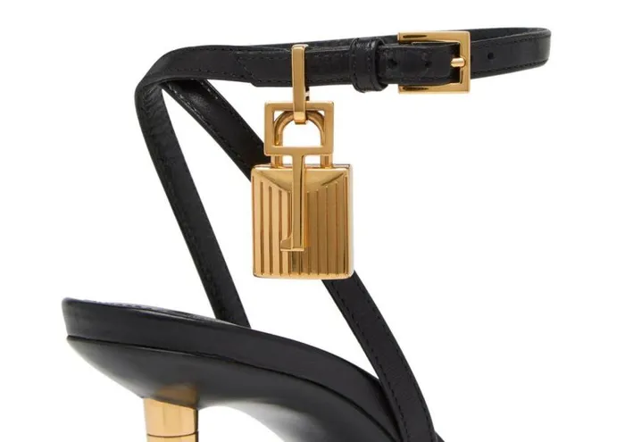 TOM FORD The Padlock Women SHINY LEATHER PADLOCK POINTY NAKED SANDAL 85MM Black TOM FORD The Padlock Women SHINY LEATHER PADLOCK POINTY NAKED SANDAL 85MM Black