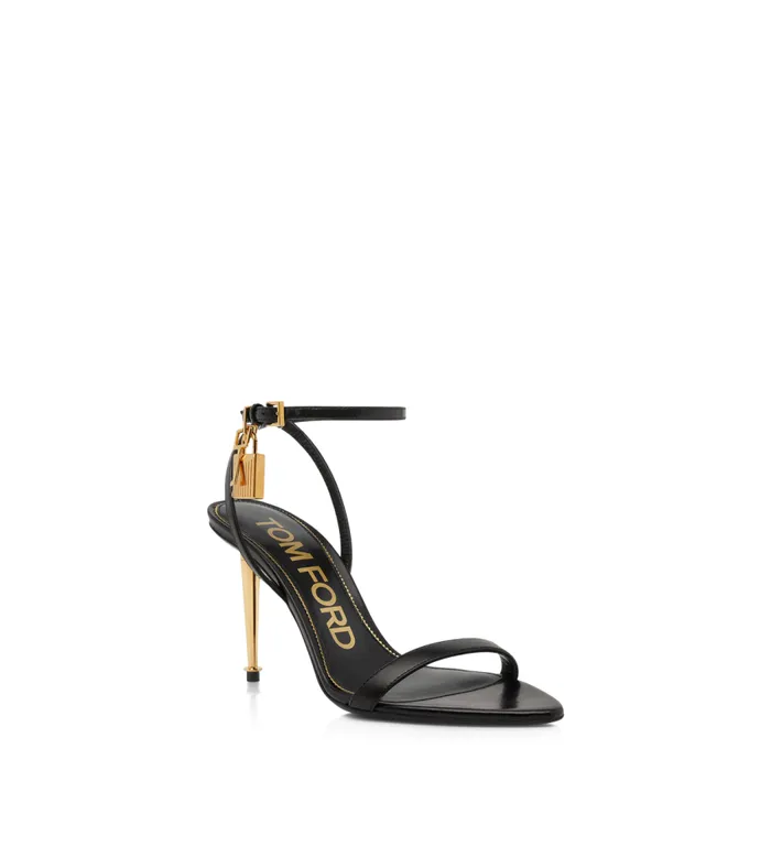 TOM FORD The Padlock Women SHINY LEATHER PADLOCK POINTY NAKED SANDAL 85MM Black TOM FORD The Padlock Women SHINY LEATHER PADLOCK POINTY NAKED SANDAL 85MM Black