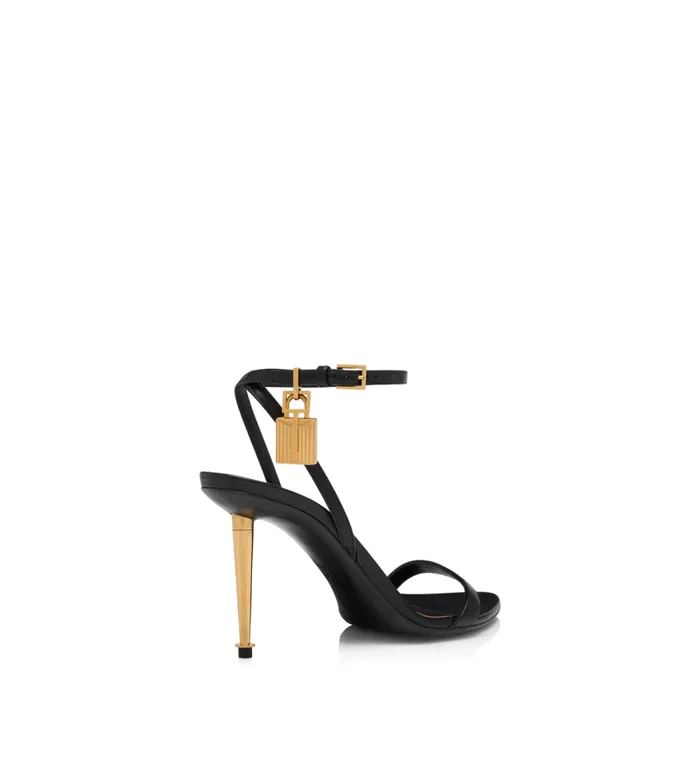 TOM FORD The Padlock Women SHINY LEATHER PADLOCK POINTY NAKED SANDAL 85MM Black TOM FORD The Padlock Women SHINY LEATHER PADLOCK POINTY NAKED SANDAL 85MM Black