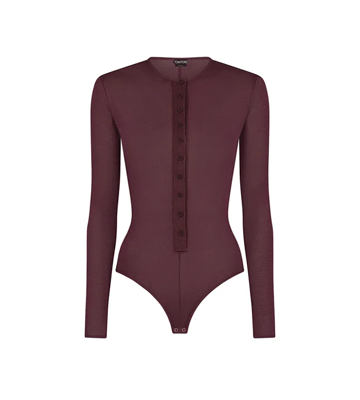 TOM FORD Tops Women LONG SLEEVE HENLEY KNIT BODYSUIT
