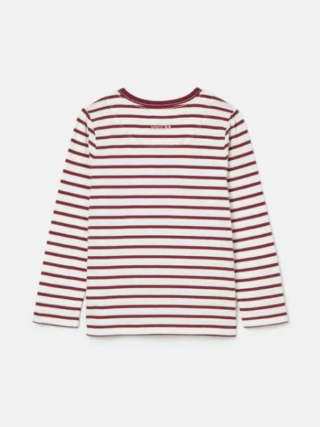 Tops and TShirts Girls Joules Berry Red Stripe Artwork TShirt