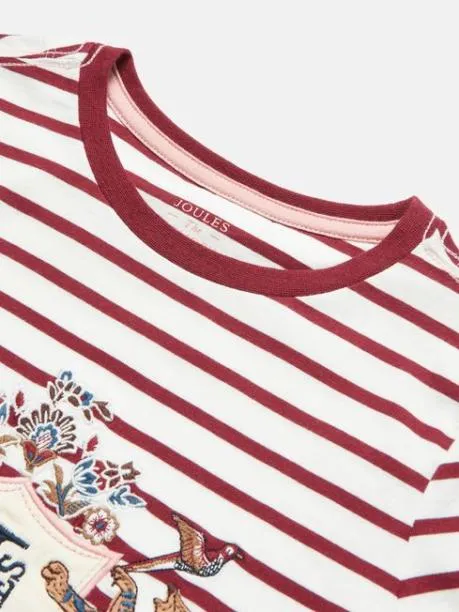 Tops and TShirts Girls Joules Berry Red Stripe Artwork TShirt