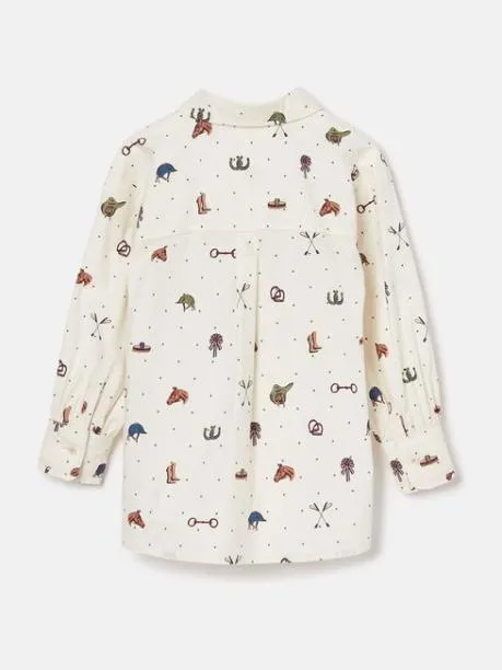 Tops and TShirts Girls Joules Cream Print Pop Over Blouse