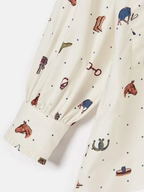 Tops and TShirts Girls Joules Cream Print Pop Over Blouse