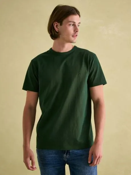 Tops and TShirts Men Joules Dark Green Heavyweight Jersey 100 Cotton Crew Neck TShirt