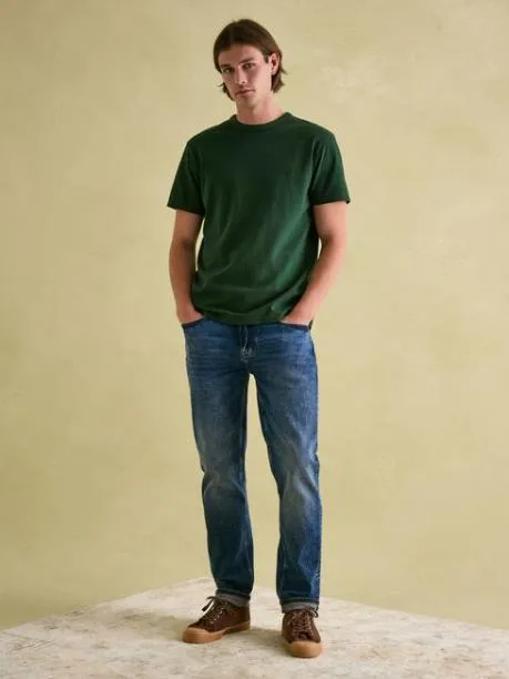 Tops and TShirts Men Joules Dark Green Heavyweight Jersey 100 Cotton Crew Neck TShirt