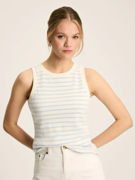 Tops and TShirts Women Joules Cream and Blue Striped Jersey Vest