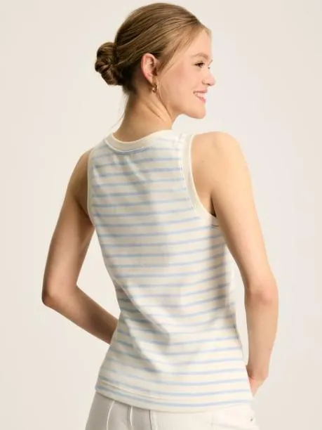 Tops and TShirts Women Joules Cream and Blue Striped Jersey Vest