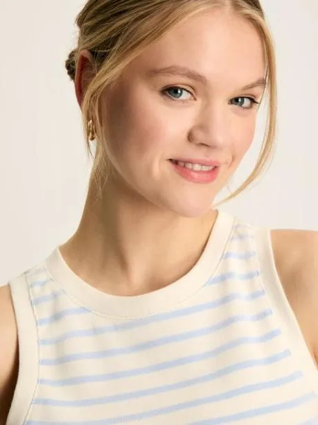 Tops and TShirts Women Joules Cream and Blue Striped Jersey Vest